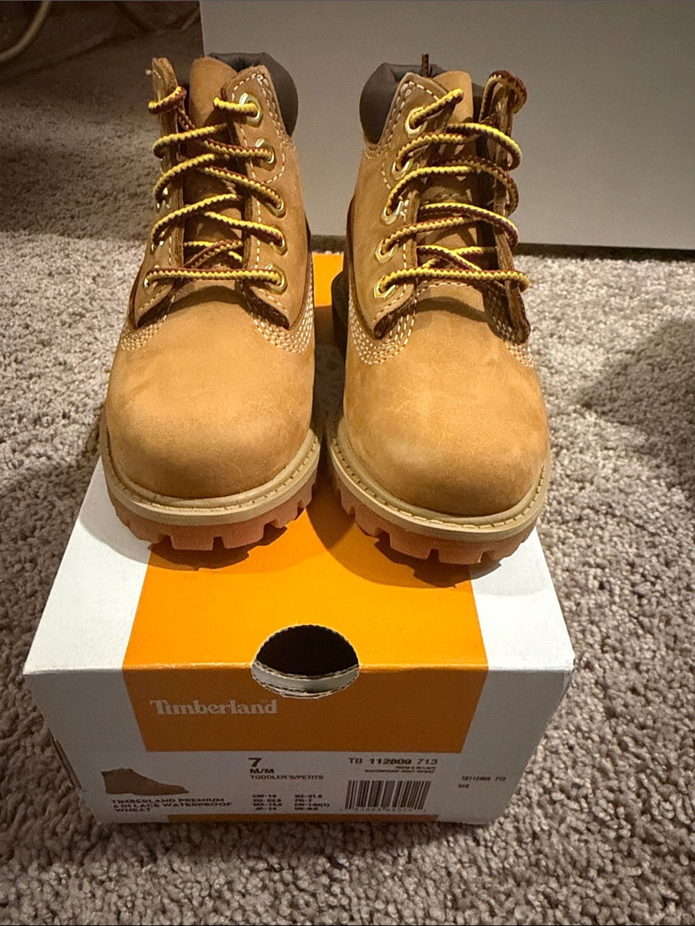 Timberland Toddler Tan Nubuck Work Boots with Yellow Accents